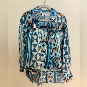 Pookie & Sebastian Matching Set in Blue Geometric Print - Sz M - Two-Piece Set